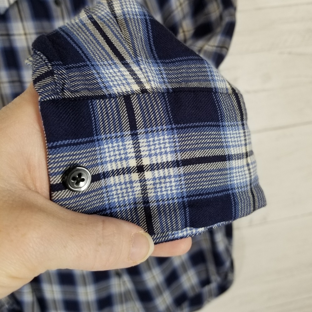 Madewell Central Plaid Top Transatlantic Blue XXS - Picture 7 of 8